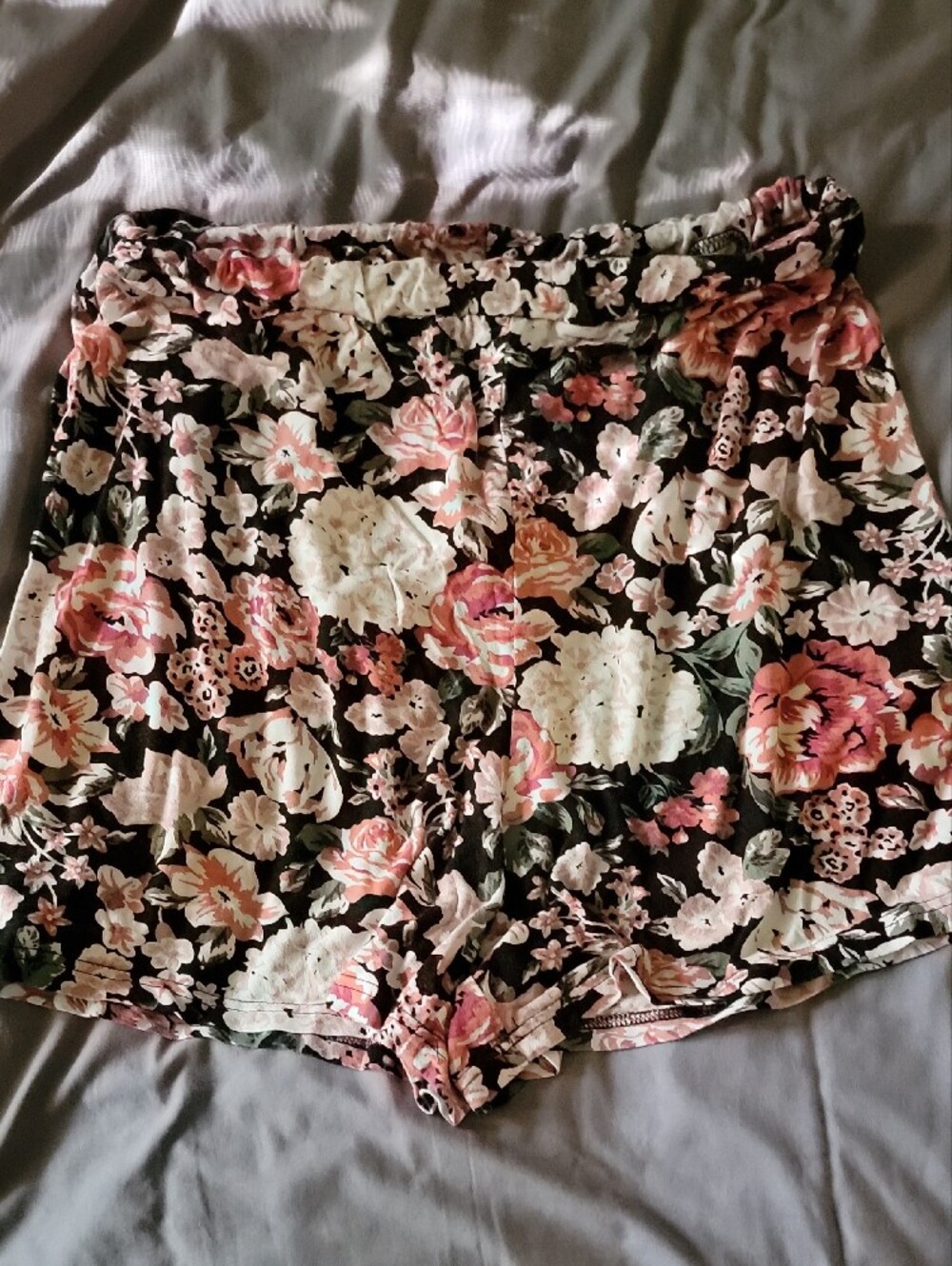 Charlotte Russe Floral Print Shorts - Pink, Cream & Black